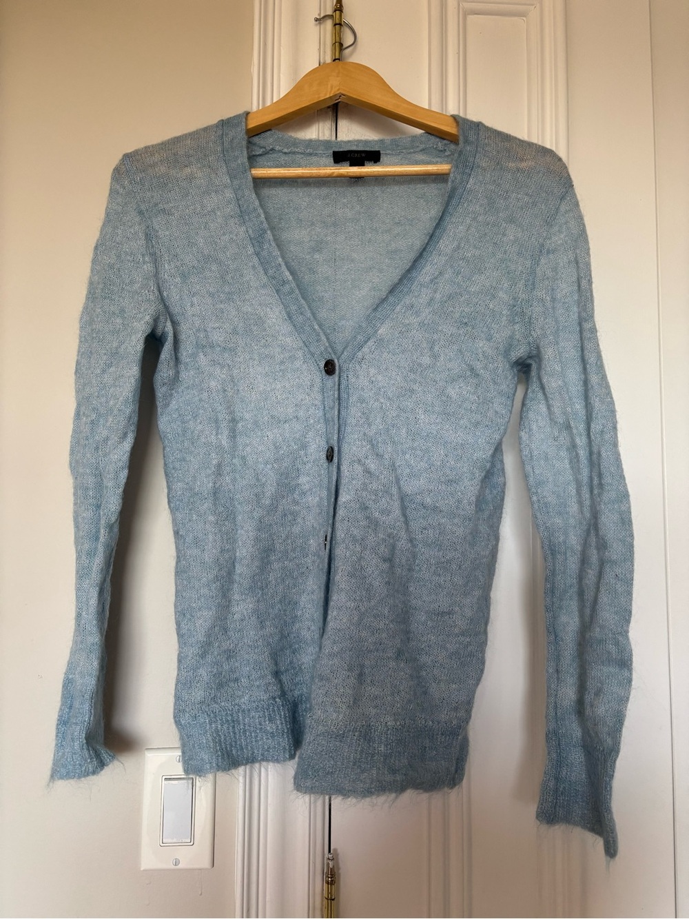 J Crew-Light Blue V-Neck Button Cardigan